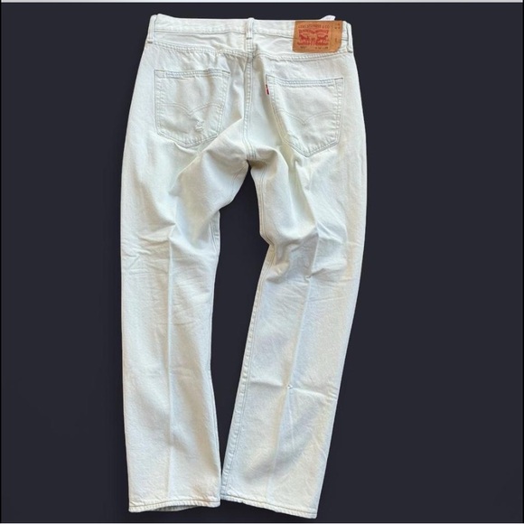 Levi’s 501 White Straight Fit Distressed Men's Jeans - Picture 3 of 7